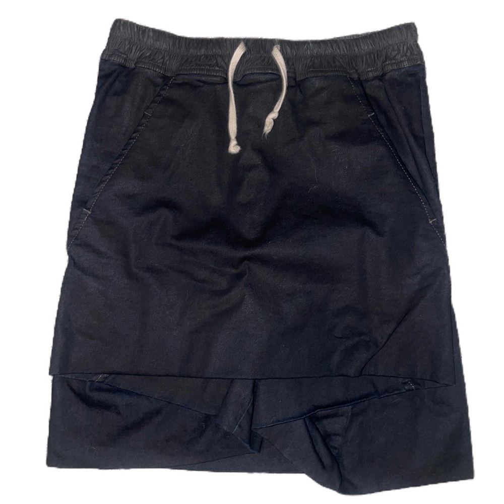 Rick Owens Black Layered Mini Skirt with Drawstring Waist